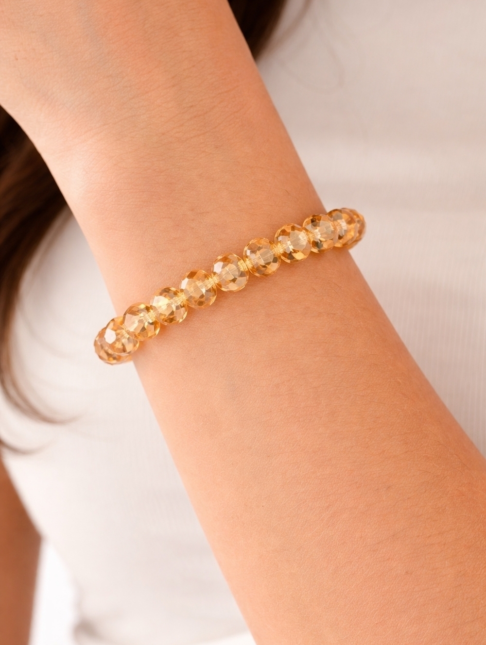 3/$30 Amber Tone Crystal Beaded Stretch Bracelet